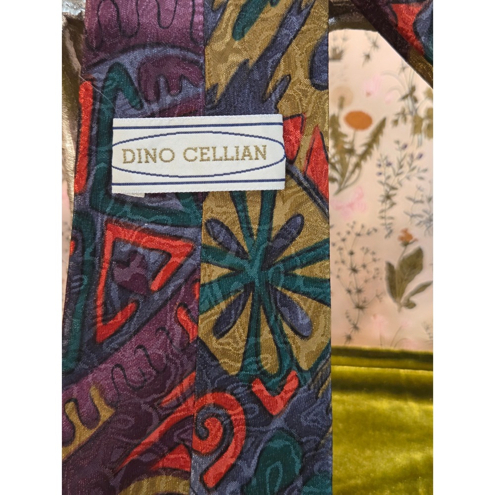 😎Dino Cellian Abstract Geometric Silk‎ Blend Vintage Necktie and Pocket Square - Picture 7 of 9